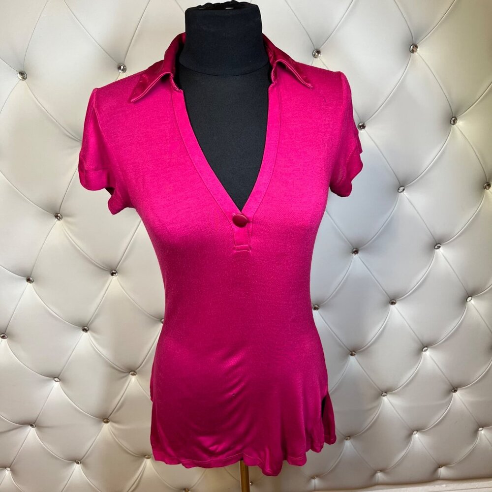 Guess Pink Fitted Button Down Blouse Size S